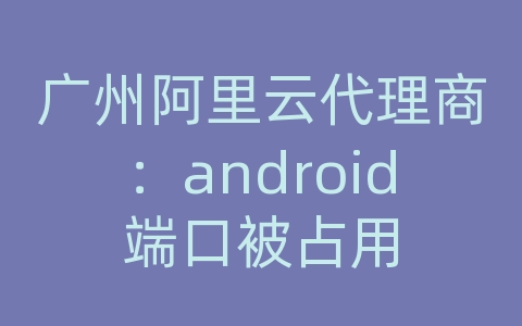 广州阿里云代理商：android端口被占用