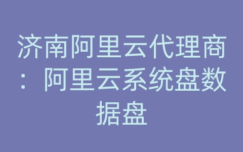 济南阿里云代理商：阿里云系统盘数据盘