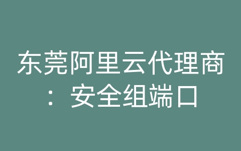 东莞阿里云代理商：安全组端口