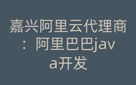 嘉兴阿里云代理商：阿里巴巴java开发