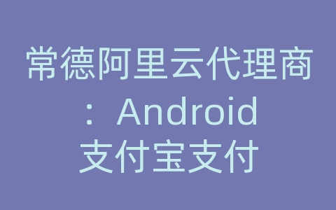 常德阿里云代理商：Android支付宝支付