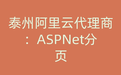 泰州阿里云代理商：ASPNet分页