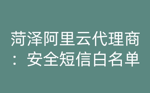 菏泽阿里云代理商：安全短信白名单