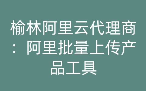 榆林阿里云代理商：阿里批量上传产品工具