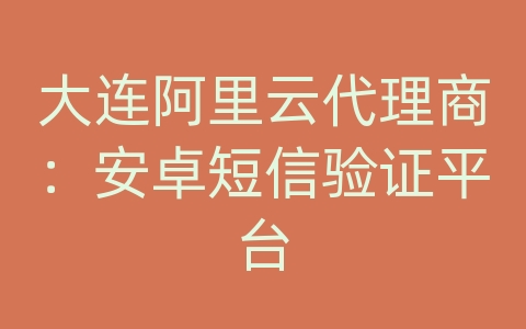 大连阿里云代理商：安卓短信验证平台