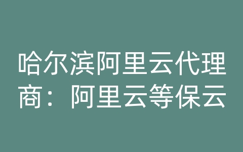 哈尔滨阿里云代理商：阿里云等保云