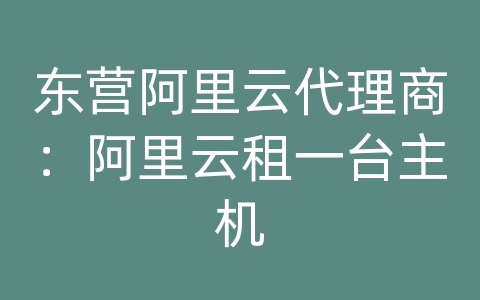 东营阿里云代理商：阿里云租一台主机