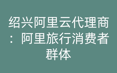 绍兴阿里云代理商：阿里旅行消费者群体