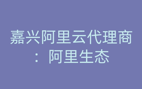 嘉兴阿里云代理商：阿里生态