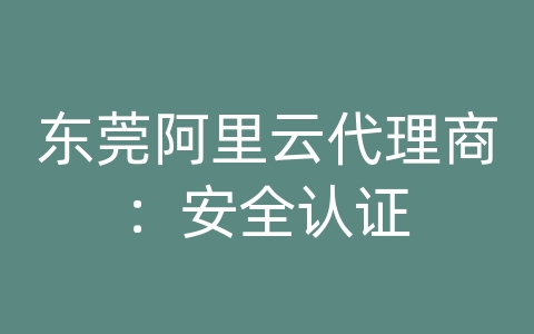 东莞阿里云代理商：安全认证