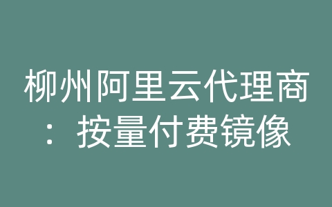 柳州阿里云代理商：按量付费镜像