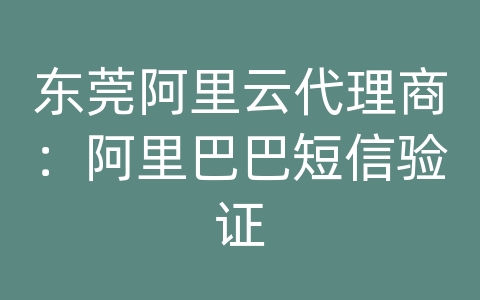 东莞阿里云代理商：阿里巴巴短信验证