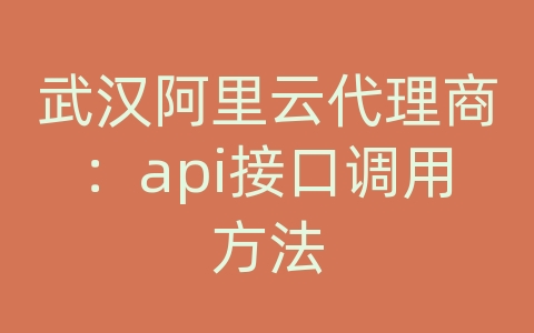 武汉阿里云代理商：api接口调用方法