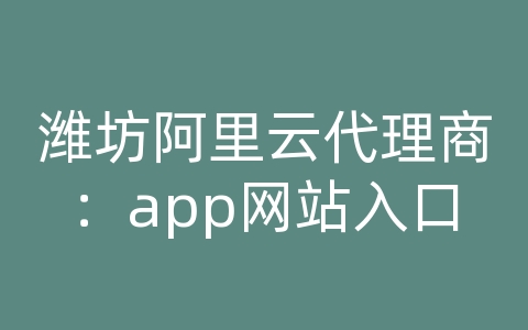 潍坊阿里云代理商：app网站入口