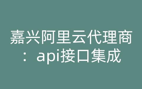 嘉兴阿里云代理商：api接口集成