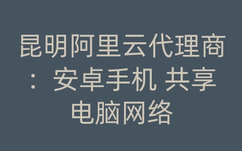 昆明阿里云代理商：安卓手机 共享电脑网络