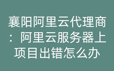 襄阳阿里云代理商：阿里云服务器上项目出错怎么办