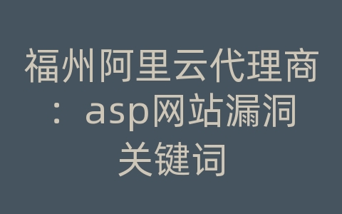 福州阿里云代理商：asp网站漏洞关键词