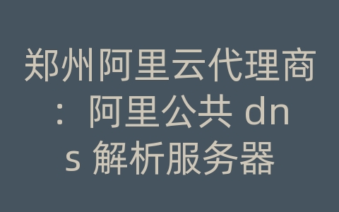 郑州阿里云代理商：阿里公共 dns 解析服务器