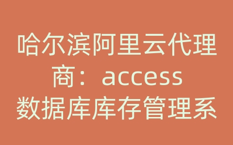 哈尔滨阿里云代理商：access数据库库存管理系统