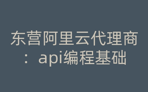 东营阿里云代理商：api编程基础