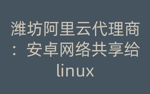 潍坊阿里云代理商：安卓网络共享给linux