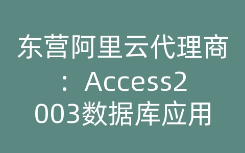 东营阿里云代理商：Access2003数据库应用基础