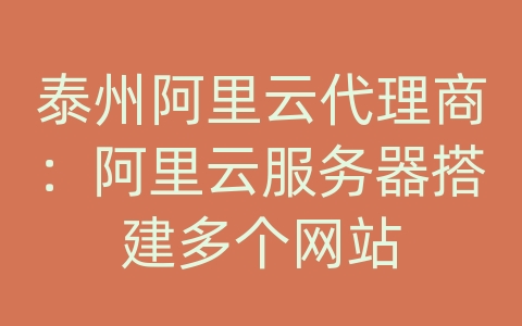 泰州阿里云代理商：阿里云服务器搭建多个网站