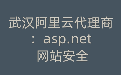 武汉阿里云代理商：asp.net 网站安全