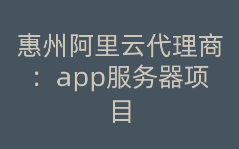 惠州阿里云代理商：app服务器项目