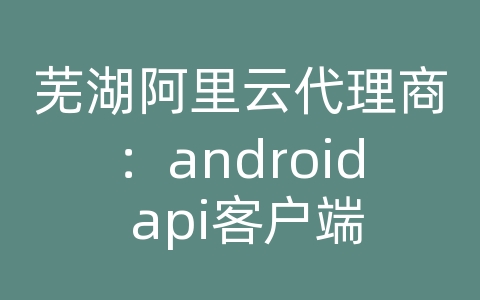 芜湖阿里云代理商：android api客户端