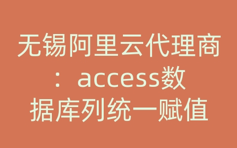 无锡阿里云代理商：access数据库列统一赋值