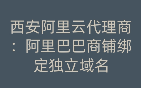 西安阿里云代理商：阿里巴巴商铺绑定独立域名