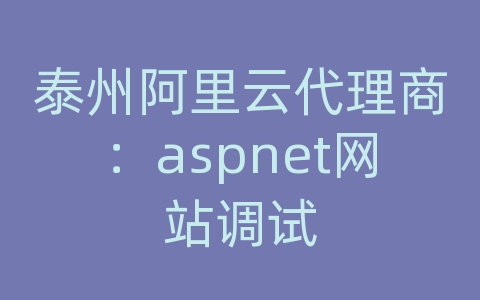 泰州阿里云代理商：aspnet网站调试