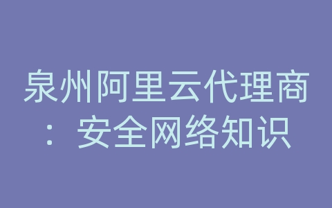 泉州阿里云代理商：安全网络知识