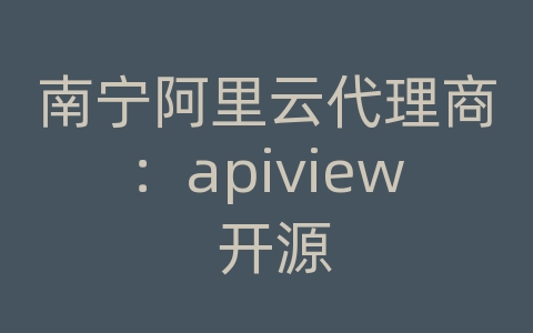 南宁阿里云代理商：apiview 开源