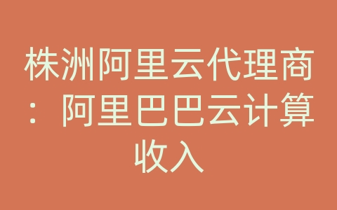 株洲阿里云代理商：阿里巴巴云计算收入