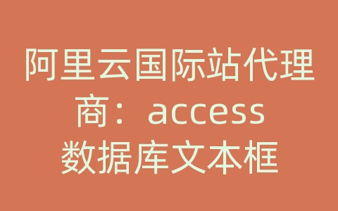 阿里云国际站代理商：access数据库文本框