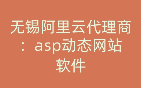 无锡阿里云代理商：asp动态网站软件