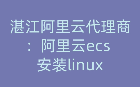 湛江阿里云代理商：阿里云ecs 安装linux