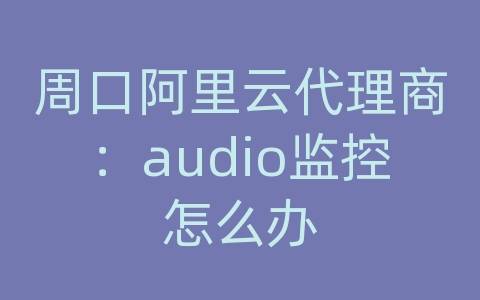 周口阿里云代理商：audio监控怎么办