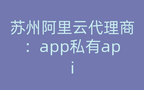 苏州阿里云代理商：app私有api