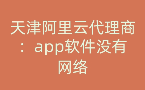 天津阿里云代理商：app软件没有网络