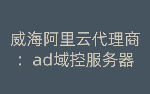 威海阿里云代理商：ad域控服务器