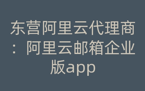 东营阿里云代理商：阿里云邮箱企业版app