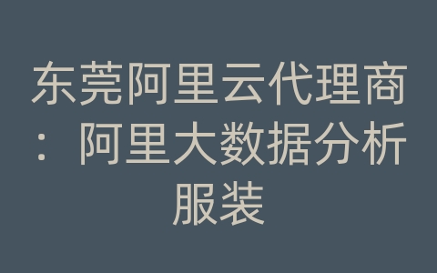 东莞阿里云代理商：阿里大数据分析服装