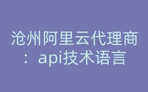 沧州阿里云代理商：api技术语言