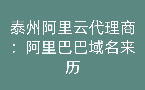 泰州阿里云代理商：阿里巴巴域名来历