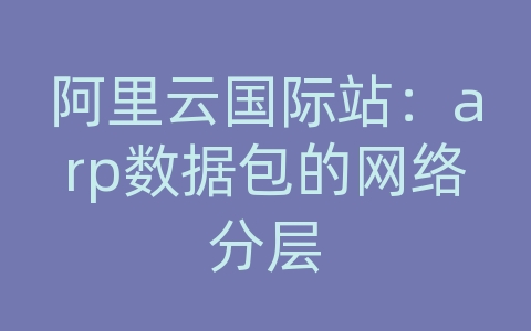 阿里云国际站：arp数据包的网络分层