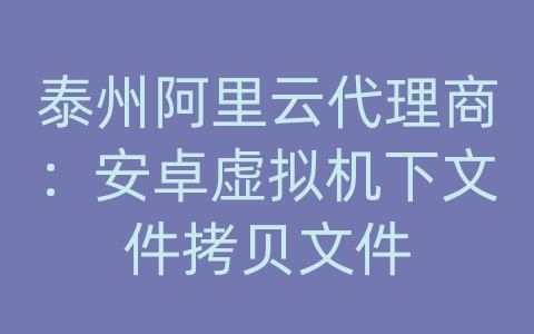 泰州阿里云代理商：安卓虚拟机下文件拷贝文件